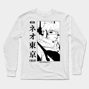 Vaporwave Cyberpunk Japanese Manga Girl Long Sleeve T-Shirt